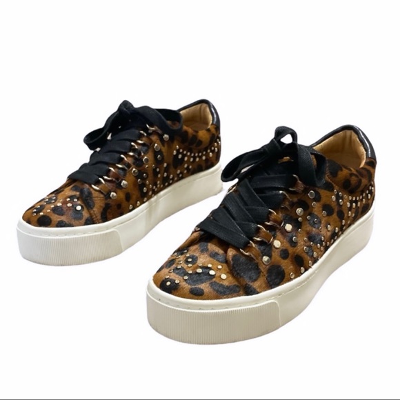 Joie Handan Studded Calf Hair Platform Sneakers - Picture 4 of 9